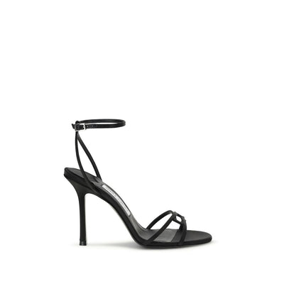 Jimmy Choo Bos Taurus Sandalen mit Stilettoabsatz aus schwarzem Kalbsleder