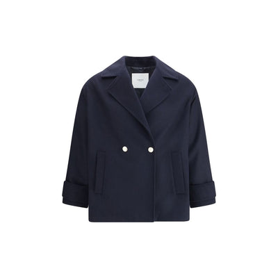 Cruna Blauer Fleece-Wollmantel