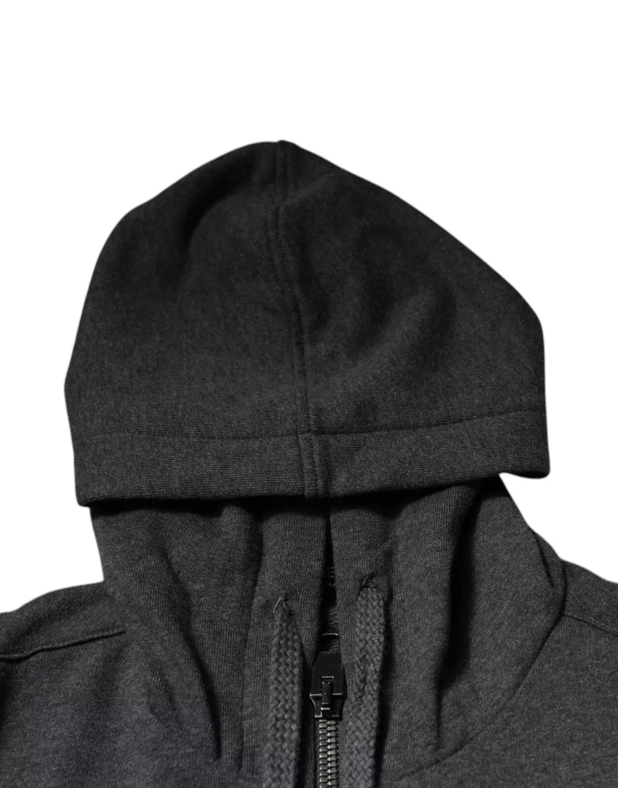 Dolce &amp; Gabbana Graues Logo-Kapuzenpullover mit durchgehendem Reißverschluss