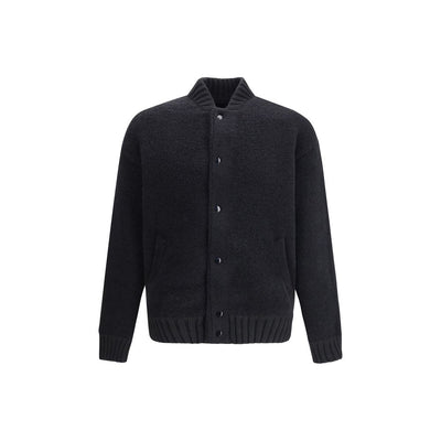 Laneus Black Merino Wool Bomber