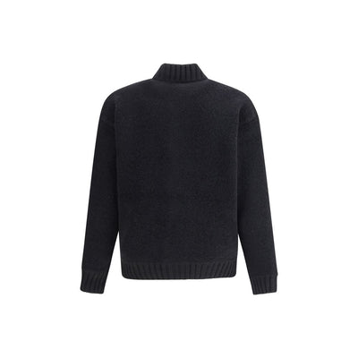 Laneus Black Merino Wool Bomber