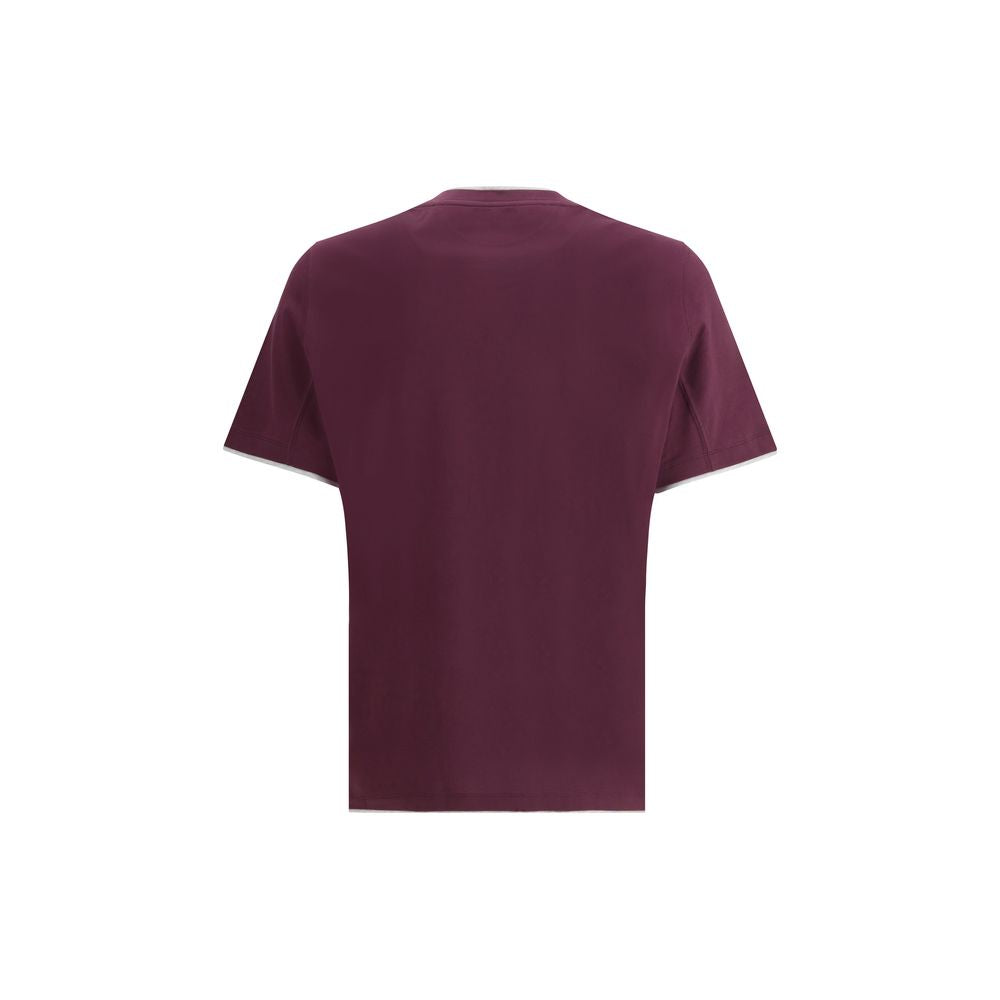 Brunello Cucinelli Lila Baumwoll-T-Shirt