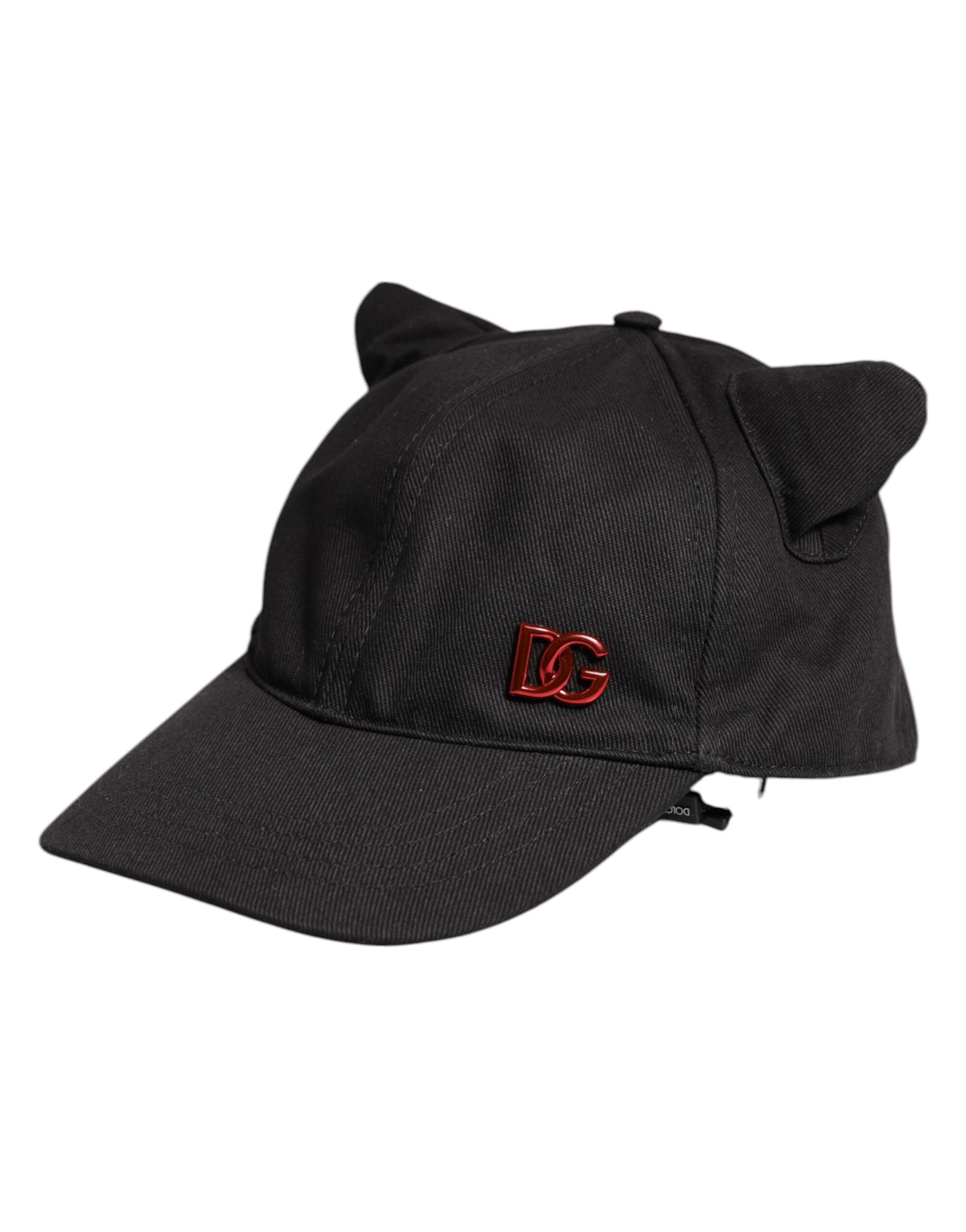 Dolce &amp; Gabbana Baseballkappe aus schwarzer Baumwolle mit Logo-Patch und 6 Panels