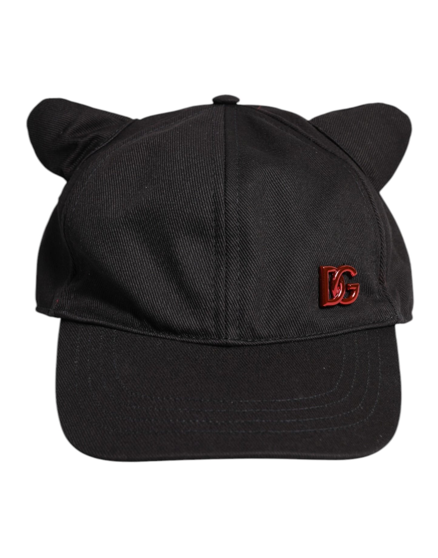 Dolce &amp; Gabbana Baseballkappe aus schwarzer Baumwolle mit Logo-Patch und 6 Panels