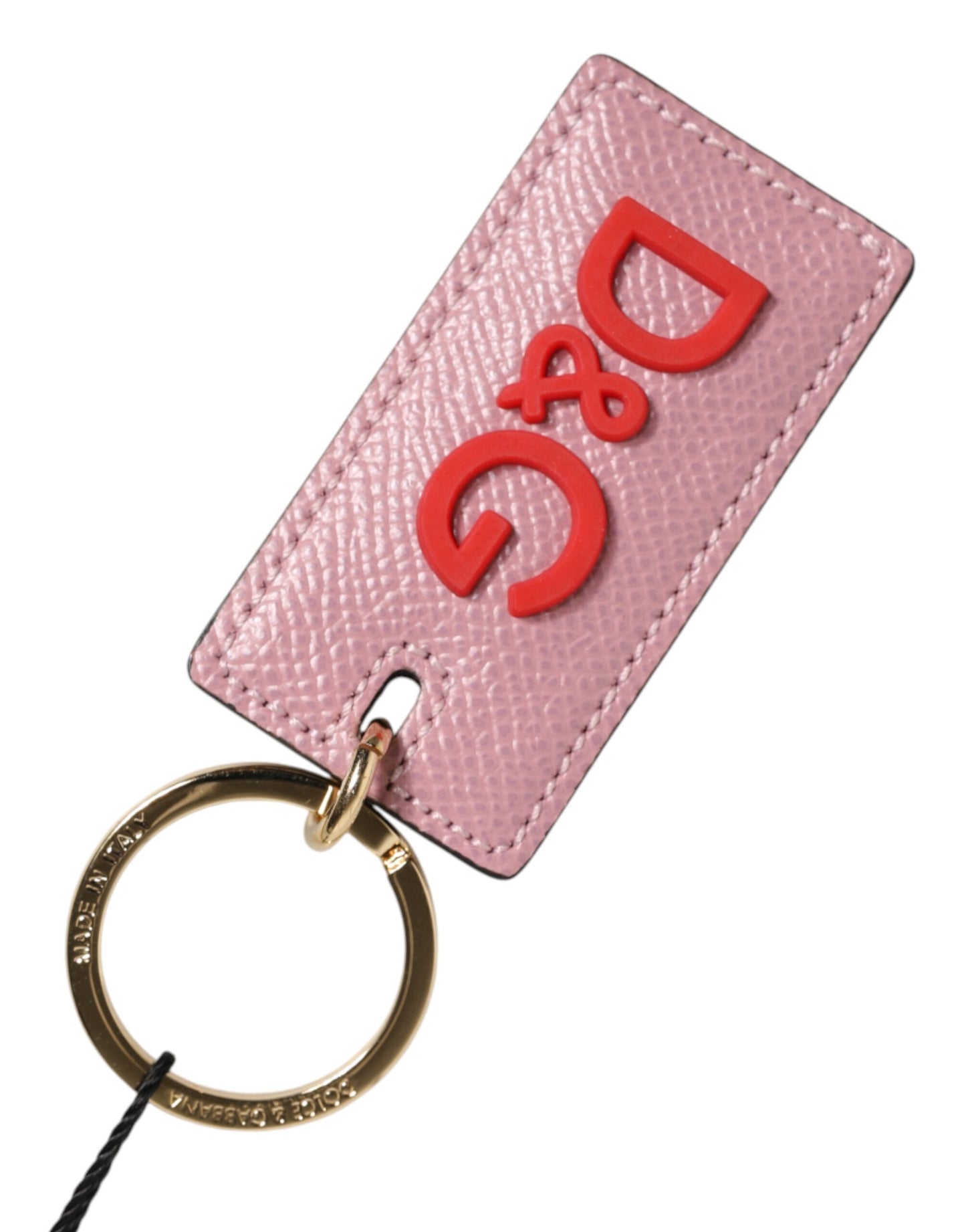 Dolce &amp; Gabbana Schlüsselanhänger aus rosa Kalbsleder mit Logo