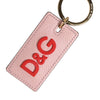 Dolce &amp; Gabbana Schlüsselanhänger mit Metallring und DG-Logo aus rosa Kalbsleder