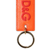 Dolce & Gabbana Orange Calf Leather Logo Metal Ring Keychain Keyring