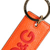 Dolce & Gabbana Orange Calf Leather Logo Metal Ring Keychain Keyring