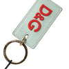 Dolce & Gabbana Mint Green Calf Leather Logo Metal Ring Keychain Keyring