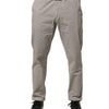 Jeckerson Herren Chino-Hose aus grauem Baumwoll-Stretch mit schmal zulaufendem Schnitt