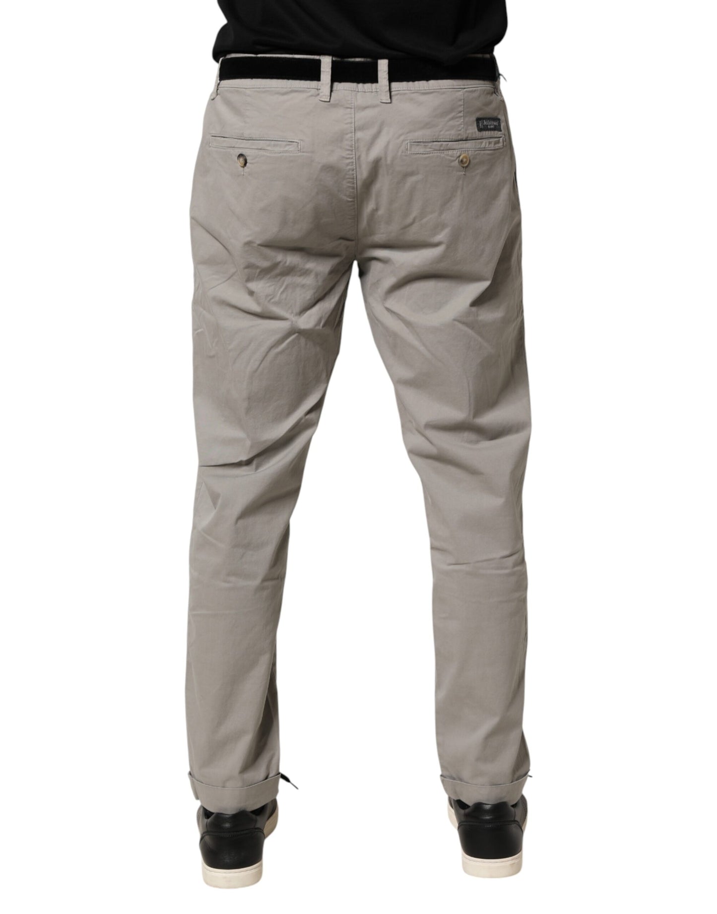 Jeckerson Herren Chino-Hose aus grauem Baumwoll-Stretch mit schmal zulaufendem Schnitt