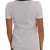 Dolce &amp; Gabbana Weißes Baumwoll-T-Shirt mit schwarzem Seidenschal
