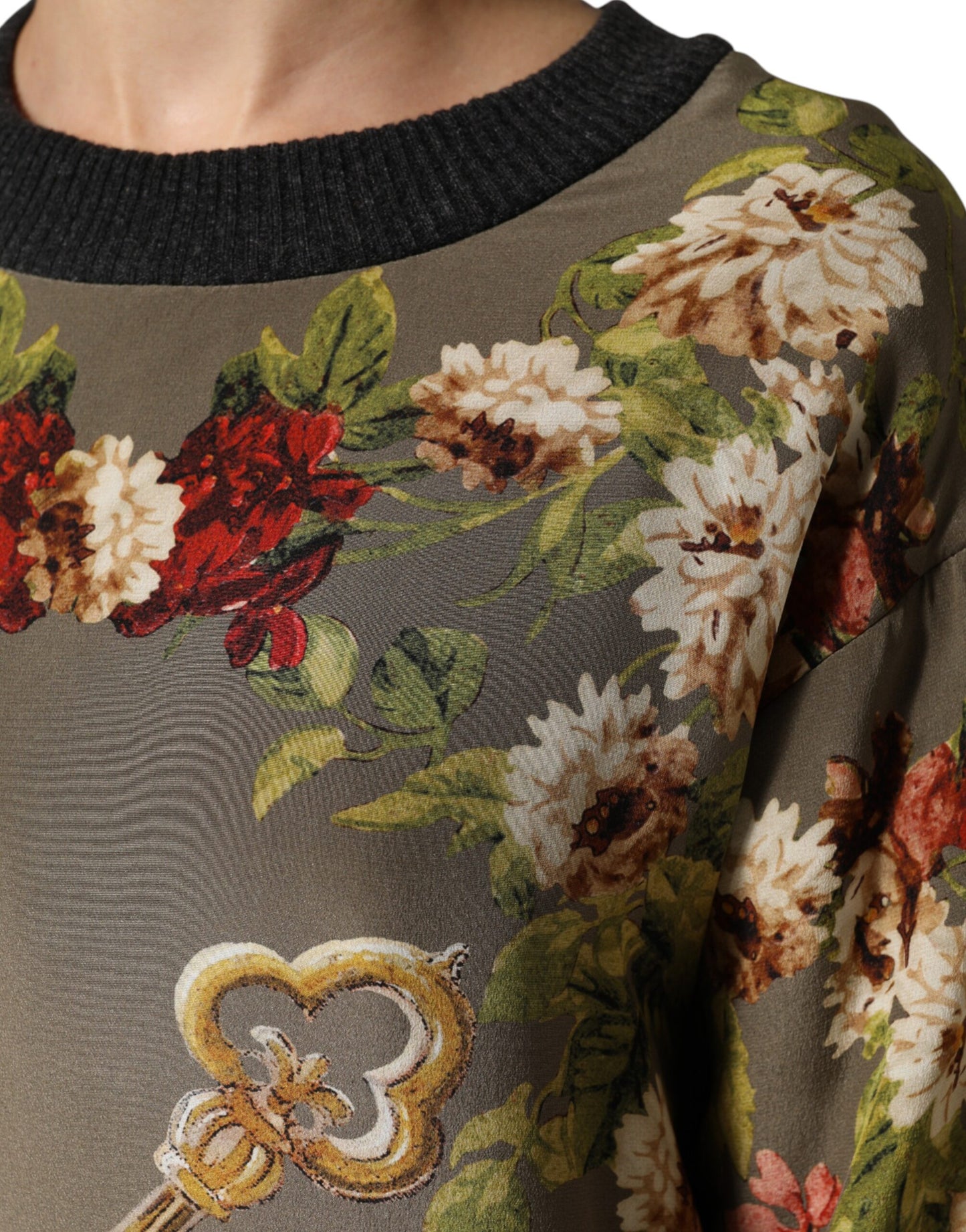 Dolce & Gabbana Enchanted Sicily Silk Crewneck Blouse Sweater