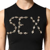Dolce &amp; Gabbana Schwarzes Jersey-Tanktop mit Spitze und Strasssteinen