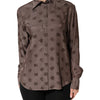 Dolce & Gabbana Brown Collared Long Sleeves Logo Shirt Top