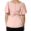 Dolce &amp; Gabbana – Rosa Blusenoberteil mit kurzen Ärmeln und Rundhalsausschnitt