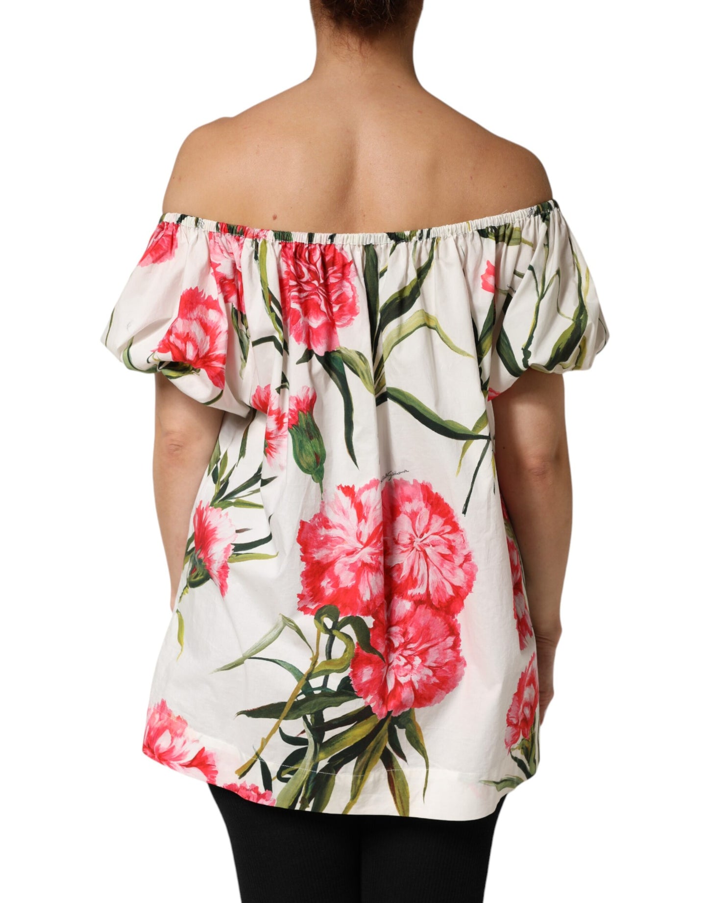 Dolce &amp; Gabbana Bluse mit mehrfarbigem Blumenmuster und schulterfreiem Oberteil