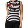 Dolce & Gabbana Black White Cashmere Silk Sleeveless Top