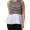 Dondup White Black Knitted Round Neck Sleeveless Tank Top