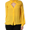 Moschino Couture Yellow Silk Collared Long Sleeves  Top