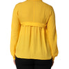 Moschino Couture Yellow Silk Collared Long Sleeves  Top