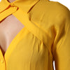 Moschino Couture Yellow Silk Collared Long Sleeves  Top