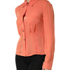 Emporio Armani orangefarbenes Langarmshirt mit Kragen und Knopfleiste
