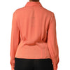 Emporio Armani orangefarbenes Langarmshirt mit Kragen und Knopfleiste