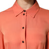 Emporio Armani orangefarbenes Langarmshirt mit Kragen und Knopfleiste
