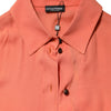 Emporio Armani orangefarbenes Langarmshirt mit Kragen und Knopfleiste