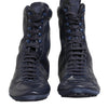 Dolce & Gabbana Dark Blue Deer Leather Mid Calf Boots Shoes