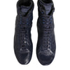 Dolce & Gabbana Dark Blue Deer Leather Mid Calf Boots Shoes