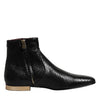 Dolce & Gabbana Black Leather Chelsea Short Ankle Boots  Shoes
