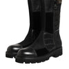 Dolce &amp; Gabbana Schwarze Patchwork-Lederstiefel bis zur Wade