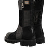 Dolce &amp; Gabbana Schwarze Patchwork-Lederstiefel bis zur Wade