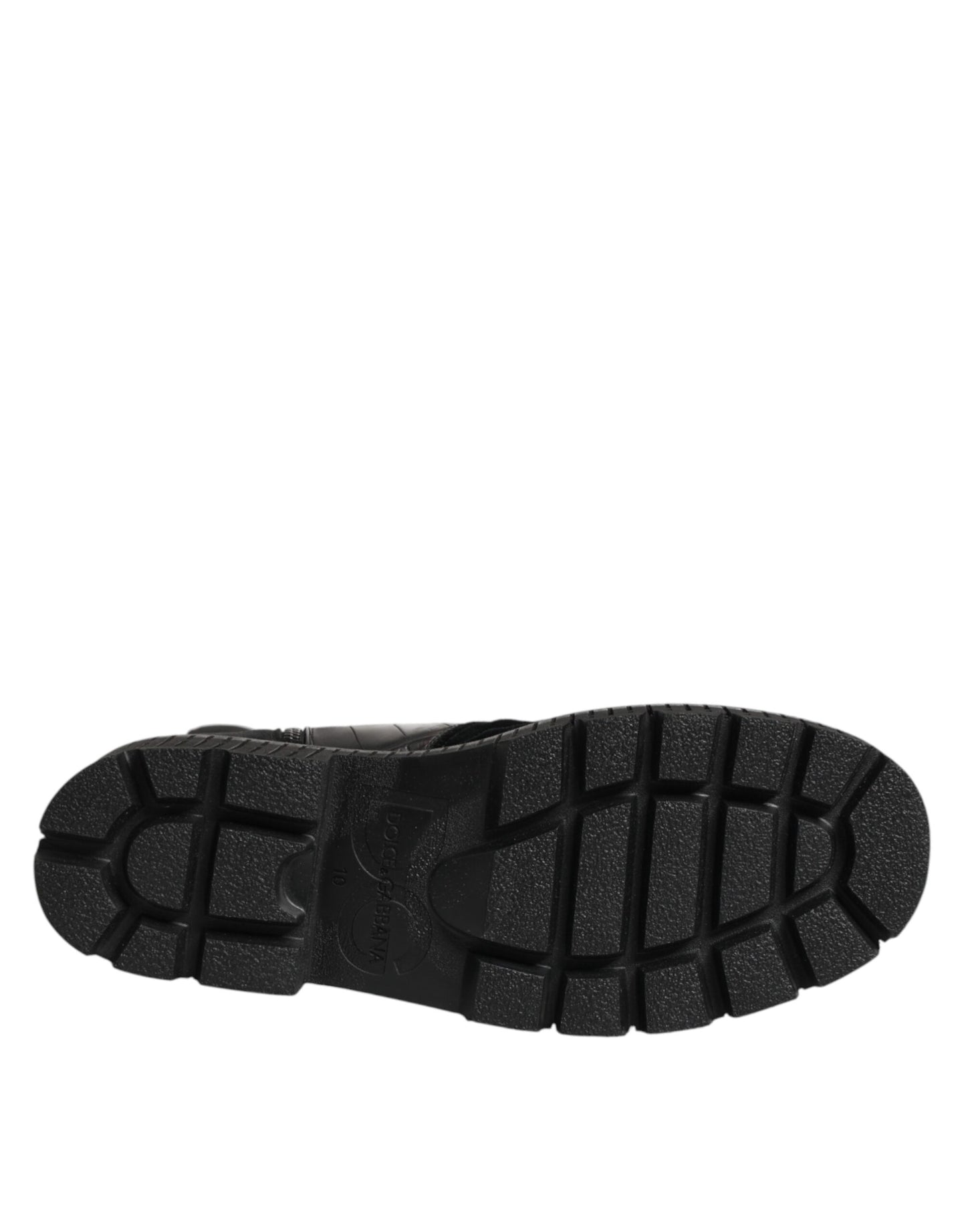 Dolce &amp; Gabbana Schwarze Patchwork-Lederstiefel bis zur Wade