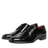Dolce & Gabbana Black Calfskin Leather Derby Men Dress Shoes