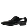 Dolce & Gabbana Black Calfskin Leather Derby Men Dress Shoes
