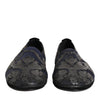Dolce & Gabbana Black Jacquard Leather Slip On Loafers Shoes