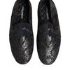 Dolce & Gabbana Black Jacquard Leather Slip On Loafers Shoes