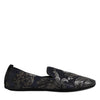 Dolce & Gabbana Black Jacquard Leather Slip On Loafers Shoes