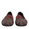 Dolce & Gabbana Bordeaux Jacquard Leather Slip On Loafer Shoes