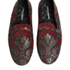 Dolce & Gabbana Bordeaux Jacquard Leather Slip On Loafer Shoes