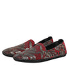 Dolce & Gabbana Bordeaux Jacquard Leather Slip On Loafer Shoes