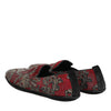 Dolce & Gabbana Bordeaux Jacquard Leather Slip On Loafer Shoes
