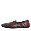 Dolce & Gabbana Bordeaux Jacquard Leather Slip On Loafer Shoes