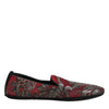 Dolce & Gabbana Bordeaux Jacquard Leather Slip On Loafer Shoes