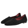Dolce & Gabbana Black Leather Suede Slip On Loafers Dress Shoes