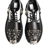 Dolce & Gabbana Black White Studded Men Formal Derby Shoes