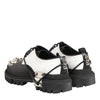 Dolce & Gabbana Black White Studded Men Formal Derby Shoes